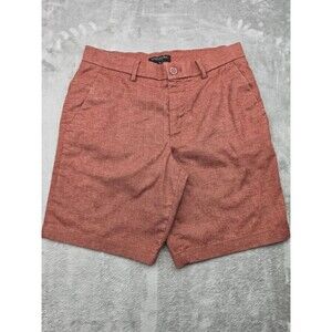 Banana Republic Linen Blend Shorts Men 32X9 Rust Orange Chino Flat Front Stretch